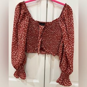 Vici small red floral crop top